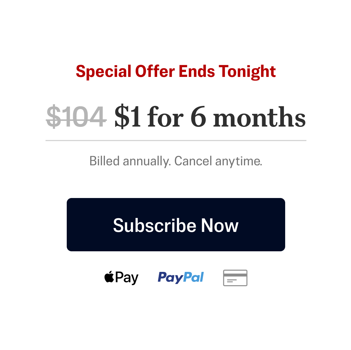 $1 for 6 months