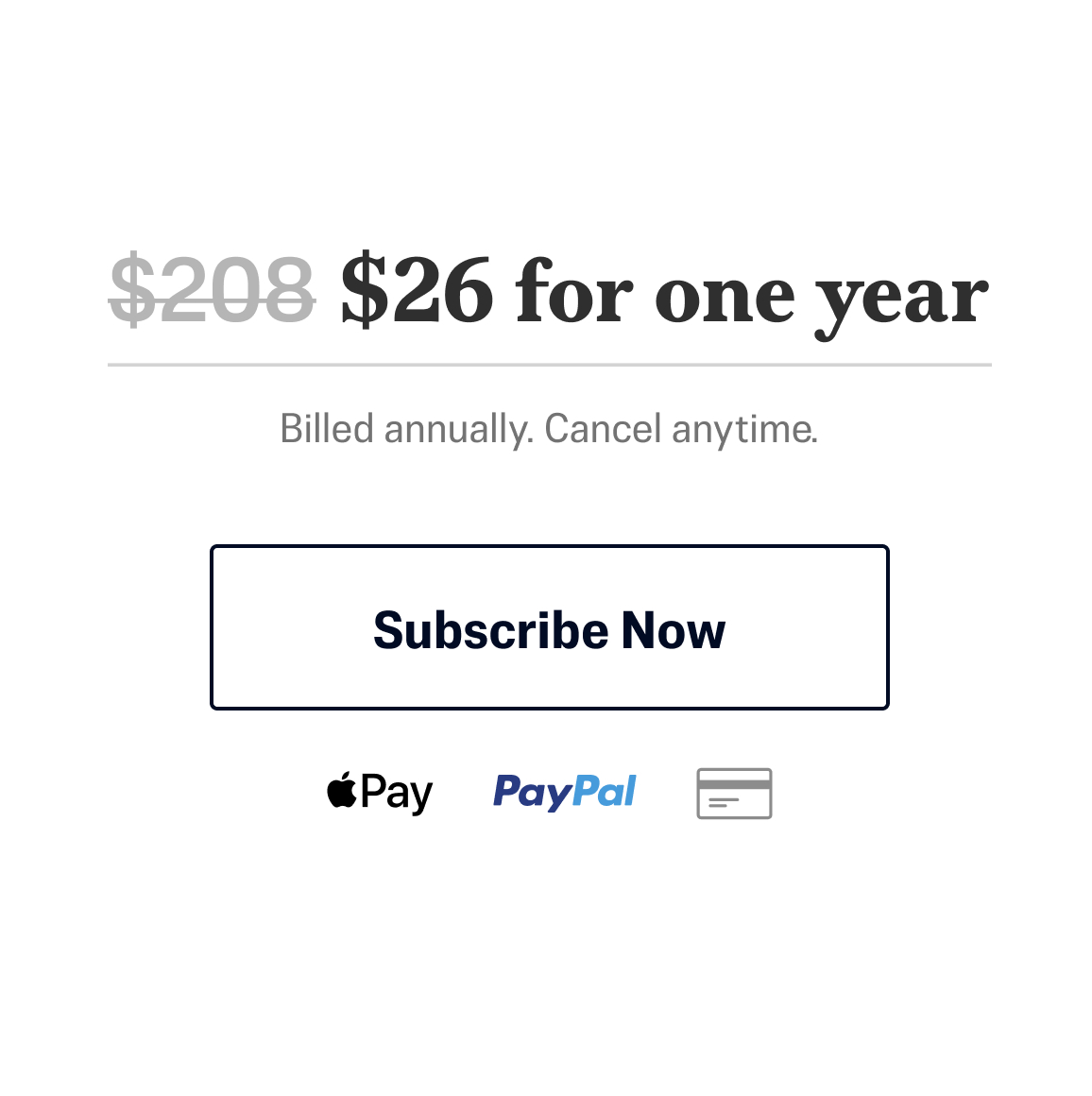 $26 for one year